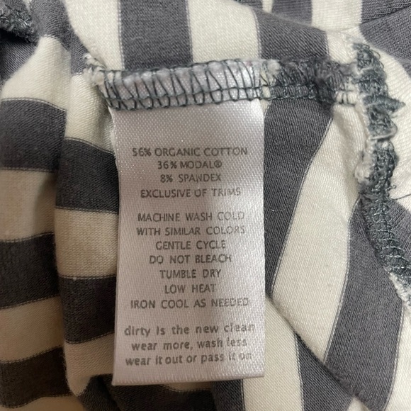 HORNY Toad Keyboard Dress Grey White Stripe Stretch Knit High Low Midi Dress, M - Picture 5 of 8